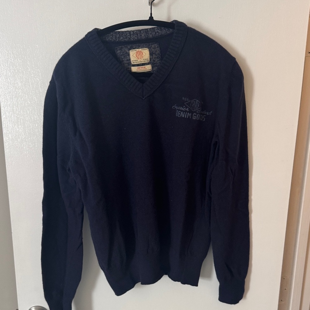 Replay Men's Dark Blue V-Neck Sweater